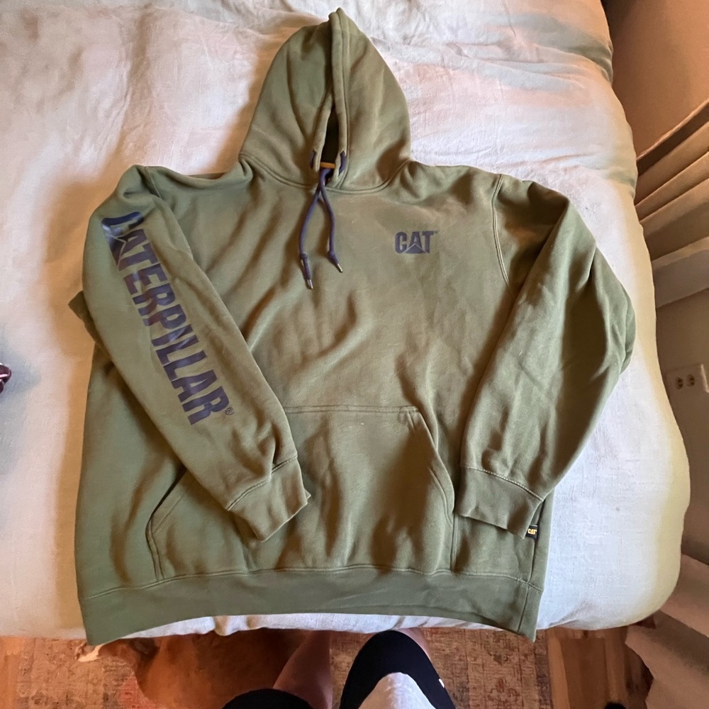 Caterpillar Dark Green Hoodie with Yellow Logo